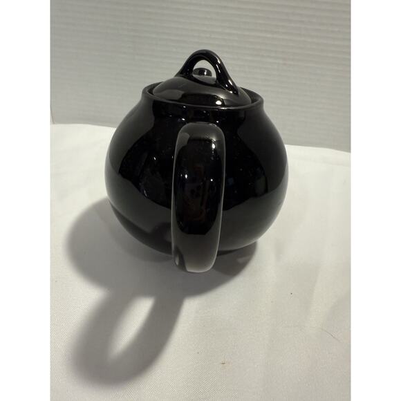 Black Ceramic Teapot With Lid, No chips or cracks, Glossy Modern Shape - Picture 5 of 12